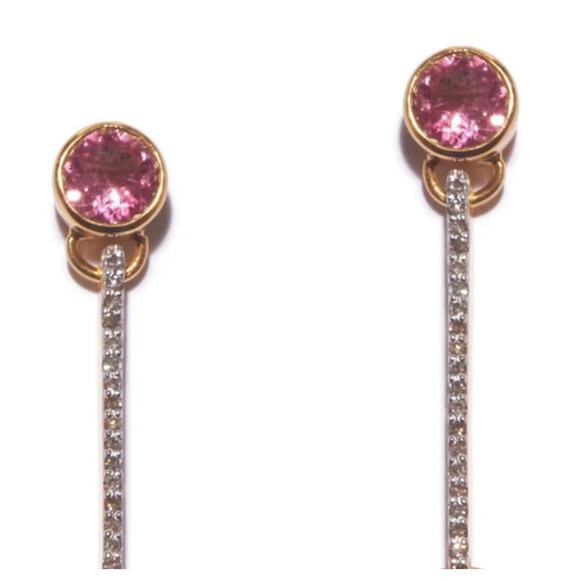 SHANA GULATI TIID Pink tourmaline Pave champagne diamonds‎ Vermeil 18k Earrings